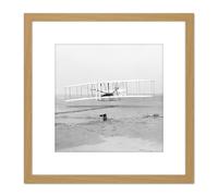 Artery8 Daniels First Flight Wright Brothers 1903 Photo 8X8 Inch Square Wooden Framed Wall Art Print Picture with Mount in Light Oak Artery8 Light Oak