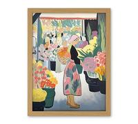 Artery8 Danish Pastel Aesthetic Flower Market Woman Watercolour Painting Spring Bouquet Shop Artwork Framed Wall Art Print 18X24 Inch
