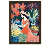 Artery8 Danish Pastel Aesthetic Matisse Flower Market Watercolour Painting Floral Bouquets Artwork Framed Wall Art Print A4