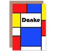 Artery8 Danke Mondrian Style Greetings Card Artery8 Multicolor