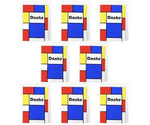 Artery8 Danke Thank You Cards Pack of 8 - A6 Size - Mondrian Style Abstract Design - Blank Inside - With Envelopes - Modern German Thank You Notes for Events, Business, Weddings & Gifts