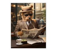 Artery8 Dapper Dressed Dandie Dinmont Terrier Dog Fun Artwork Unframed Wall Art Print Poster Home Decor Premium | Size: W12" x H16" Artery8 Multicolor W12" x H16"