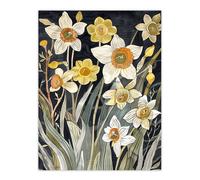 Artery8 Unframed Wall Art Dark Daffodils In Bloom Artwork Spring Floral - 12X16 Inch