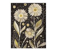Artery8 Dark Daisy Flowers Artwork Rustic Floral Quirky Wall Art Print in Black | Size: W24" x H32" Artery8 Black W24" x H32"