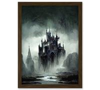 Doppelganger33 LTD Dark Gothic Castle Fantasy Landscape Artwork Framed Wall Art Print A4