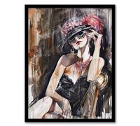 Artery8 Dark Modern Flapper Girl Venetian Mask Portrait Living Room Artwork Framed Wall Art Print A4