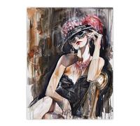 Artery8 Dark Modern Flapper Girl Venetian Mask Portrait Living Room Extra Large XL Wall Art Poster Print