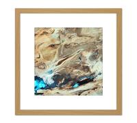 Artery8 Dasht-E Kavir Salt Desert Satellite Image 8X8 Inch Square Wooden Framed Wall Art Print Picture with Mount in Light Oak Artery8 Light Oak