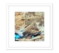 Artery8 Dasht-E Kavir Salt Desert Satellite Image 8X8 Inch Square Wooden Framed Wall Art Print Picture with Mount in White Artery8 White