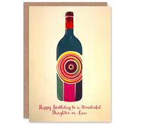 Artery8 Daughter In Law Happy Birthday Card Fun Funky Wine Bottle Party Red White For Her Greeting Card