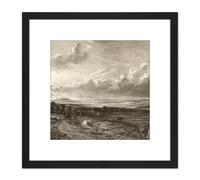 Artery8 David Lucas Hampstead Heath Harrow In Distance Painting 8X8 Inch Square Wooden Framed Wall Art Print Picture with Mount in Black Artery8 Black