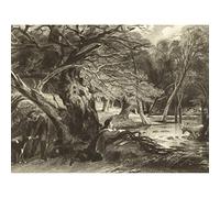 Artery8 David Lucas Jacques And The Wounded Stag 1846 Painting Art Print Canvas Premium Wall Decor Poster Mural