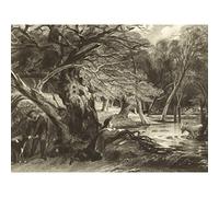 Artery8 David Lucas Jacques And The Wounded Stag 1846 Painting Premium Wall Art Canvas Print 18X24 Inch