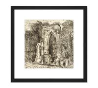 Artery8 David Lucas Netley Abbey 1826 Painting 8X8 Inch Square Wooden Framed Wall Art Print Picture with Mount in Black Artery8 Black
