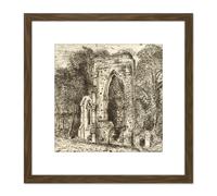 Artery8 David Lucas Netley Abbey 1826 Painting 8X8 Inch Square Wooden Framed Wall Art Print Picture with Mount in Brown Artery8 Brown