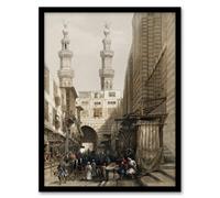 Artery8 David Roberts Framed Wall Art Metwaleys Minarets & Grand Entrance in Brown | Size: A4 Artery8 Brown A4