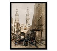 Artery8 David Roberts Framed Wall Art Metwaleys Minarets & Grand Entrance in Brown | Size: A4 Artery8 Brown A4