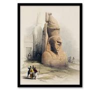 Artery8 David Roberts Framed Wall Art Print Luxor Temple Ramses II Statue in Beige | Size: A4 Artery8 Beige A4