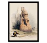 Artery8 David Roberts Framed Wall Art Print Luxor Temple Ramses II Statue in Beige | Size: A3 Artery8 Beige A3