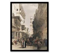 Artery8 David Roberts Framed Wall Art Print Mosque El Mooristan Cairo in Brown | Size: A4 Artery8 Brown A4