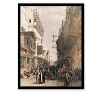 Artery8 David Roberts Framed Wall Art Print Mosque El Mooristan Cairo in Brown | Size: A4 Artery8 Brown A4