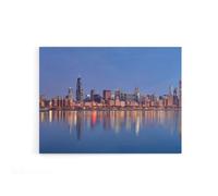 Artery8 David Schwen Chicago Sunrise Skyline Photo Canvas Wall Art Print in Blue | Size: W18" x H24" Artery8 Blue W18" x H24"