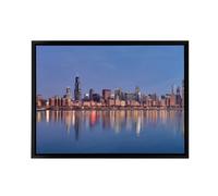 Artery8 David Schwen Chicago Sunrise Skyline Photo Framed Canvas Wall Art Print in Blue | Size: W18" x H24" Artery8 Blue W18" x H24"