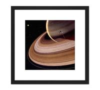 Artery8 Davis Space Probe Voyager 2 Saturn Rings Illustration 8X8 Inch Square Wooden Framed Wall Art Print Picture with Mount in Black Artery8 Black