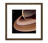 Artery8 Davis Space Probe Voyager 2 Saturn Rings Illustration 8X8 Inch Square Wooden Framed Wall Art Print Picture with Mount in Brown Artery8 Brown