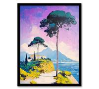 Artery8 Dawn Sky Over Cassis France Coastal Landscape Living Room Artwork Framed Wall Art Print 18X24 Inch