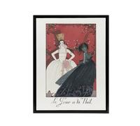 Artery8 Day & Night Parisian Fashion Advert Barbier Framed Canvas Wall Art in White | Size: W24" x H32" Artery8 White W24" x H32"