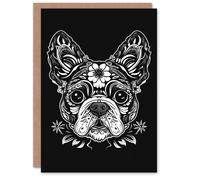 Artery8 Day Of The Dead Dog Lover Calavera Black White Birthday Card Artery8 Black