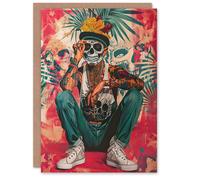 Artery8 Day of the Dead Portrait Tattoos Street Art Mexican Birthday Art Card in Red Artery8 Red