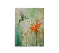 Artery8 Daylily Flower & Hummingbird Canvas Wall Art Print in Green | Size: W18" x H24" Artery8 Green W18" x H24"