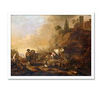 Artery8 De Bie Landscape With Herdsmen And Their Droves Art Print Framed Poster Wall Decor 12x16 inch
