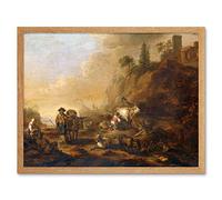 Artery8 De Bie Landscape With Herdsmen And Their Droves Art Print Framed Poster Wall Decor 12x16 inch