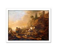 Artery8 De Bie Landscape With Herdsmen And Their Droves Artwork Framed Wall Art Print 18X24 Inch
