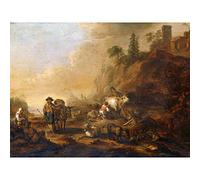 Artery8 De Bie Landscape With Herdsmen And Their Droves Large Wall Art Poster Print Thick Paper 18X24 Inch