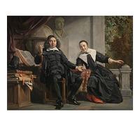 Artery8 De Bray Abraham Casteleyn And Wife Bancken Painting Premium Wall Art Canvas Print 18X24 Inch
