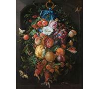 Artery8 De Heem Still Life Festoon Of Fruit And Flowers Premium Wall Art Canvas Print 18X24 Inch