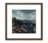 Artery8 De Keuninck Landscape With Tobias & Angel 8X8 Inch Square Wooden Framed Wall Art Print Picture with Mount in Brown Artery8 Brown