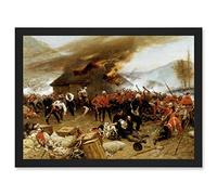 De Neuville Defence Rorke's Drift Painting Britain Military Artwork Framed Wall Art Print A4 Artery8 Black One Size