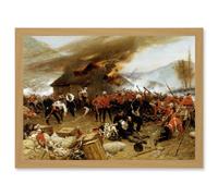 De Neuville Defence Rorke's Drift Painting Britain Military Artwork Framed Wall Art Print A4 Artery8 Light Oak One Size
