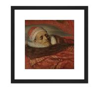 Artery8 De Venne Stadtholder Prince Maurice Lying In State 8X8 Inch Square Wooden Framed Wall Art Print Picture with Mount in Black Artery8 Black