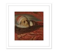 Artery8 De Venne Stadtholder Prince Maurice Lying In State 8X8 Inch Square Wooden Framed Wall Art Print Picture with Mount in White Artery8 White
