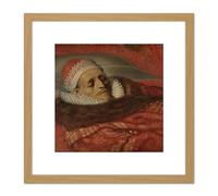 Artery8 De Venne Stadtholder Prince Maurice Lying In State 8X8 Inch Square Wooden Framed Wall Art Print Picture with Mount in Light Oak Artery8 Light Oak