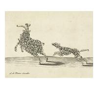 Artery8 De Winter Ram Chased Dog Ornamental Design Illustration Premium Wall Art Canvas Print 18X24 Inch