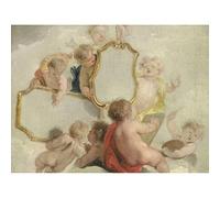 Artery8 De Wit Putti With Mirrors Cherub Babies Painting Unframed Wall Art Print Poster Home Decor Premium