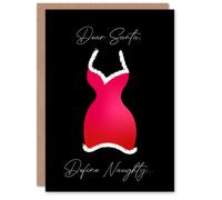 Artery8 Dear Santa Claus Define Naughty Cheeky Funny Christmas Card in Black Artery8 Black