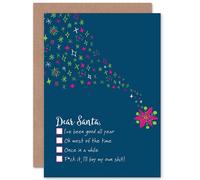 Artery8 Dear Santa Funny Rude Naughty Christmas Greetings Card in Blue Artery8 Blue